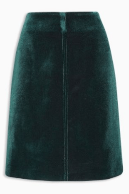 green-velvet-skirt