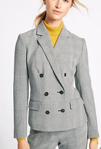 m&amp;s check blazer grey